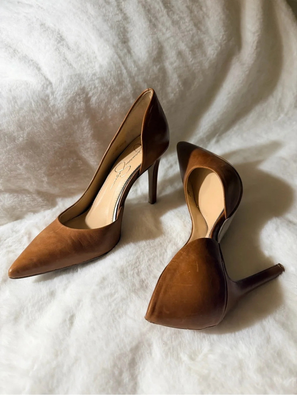 Jessica Simpson Cognac Brown Pointed-Toe Stiletto Pumps
